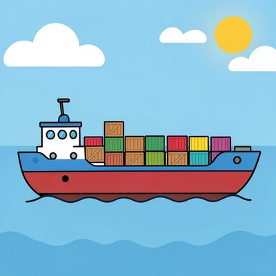 Statek transportowy — obrazek do bajeczki