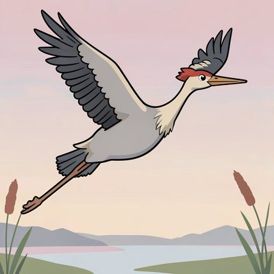 Ilustracja: Żuraw w locie