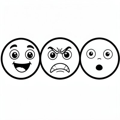 Kolorowanka: trzy duże miny