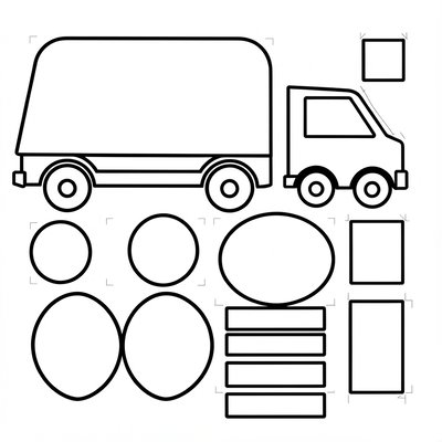 Szablon sylwetki śmieciarki (elementy kartonowe do wycięcia)