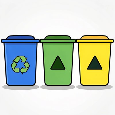 Proste ilustracje pojemników do segregacji