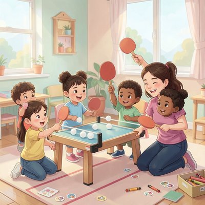 Plakat: Dzień Tenisa Stołowego — Teatr Ruchu i Zabawy