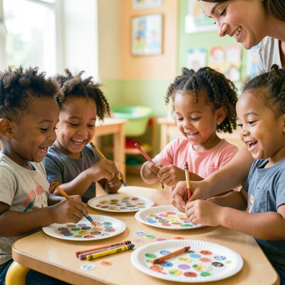 Zdjęcie/ilustracja: Dzieci ozdabiają rakiety