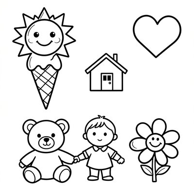 Kolorowanka: Co mnie uszczęśliwia — proste ikony