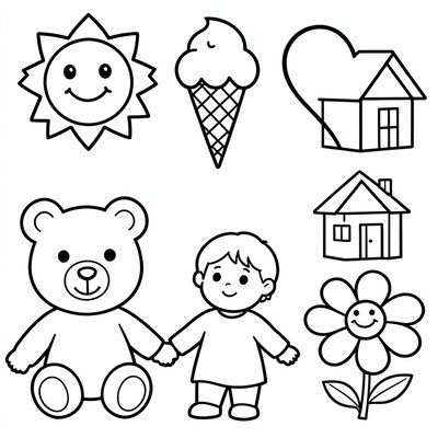 Kolorowanka: Co mnie uszczęśliwia — proste ikony