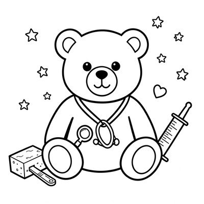 Kolorowanka — stetoskop i pluszak