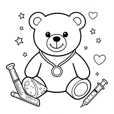 Kolorowanka — stetoskop i pluszak