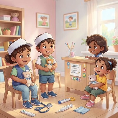 Scena teatralna — dzieci odgrywają role