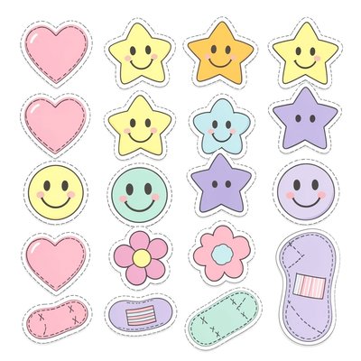Arkusz naklejek: serduszka, gwiazdki, plastry