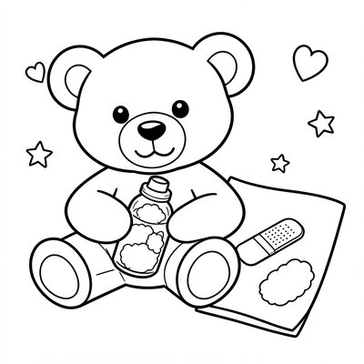 Kolorowanka: Miś z apteczką