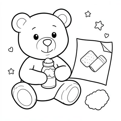 Kolorowanka: Miś z apteczką