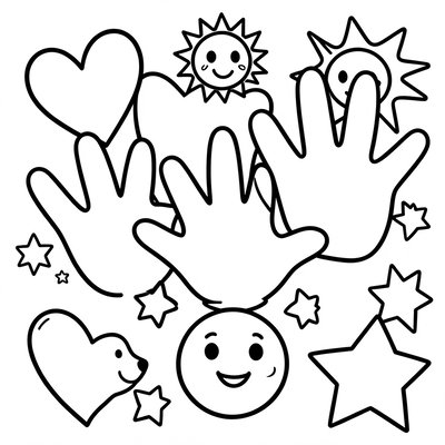 Kolorowanka: kontury odcisków dłoni (dla maluchów)