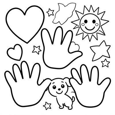 Kolorowanka: kontury odcisków dłoni (dla maluchów)