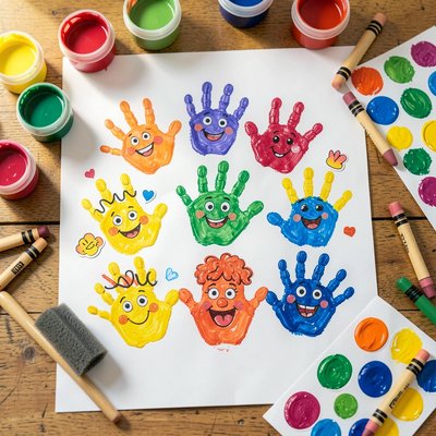 Przykładowy obrazek rodzinny (wzór odcisków dłoni)