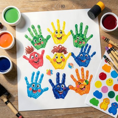 Przykładowy obrazek rodzinny (wzór odcisków dłoni)