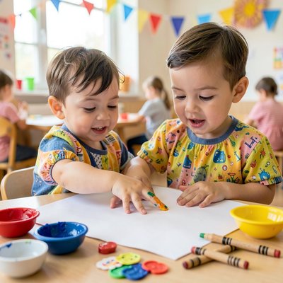 Zdjęcie sytuacyjne: malowanie dłoni w trakcie zajęć