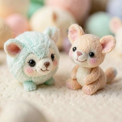 Mały joey - pompon i filc (detal)