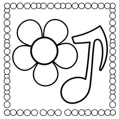 Kolorowanka: kwiatki i nutki