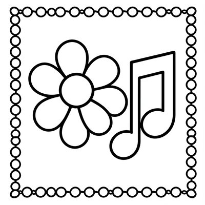 Kolorowanka: kwiatki i nutki