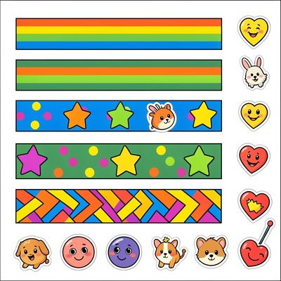 Arkusz ozdobnych taśm i naklejek