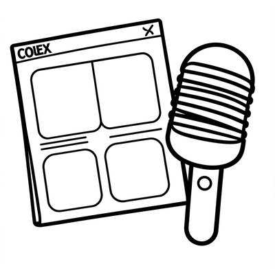 Kolorowanka: mikrofon i gazetka