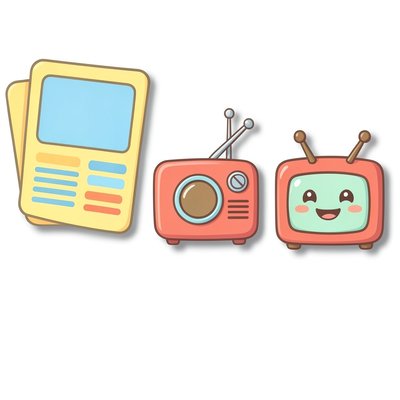 Rekwizyty: gazeta, radio, telewizor