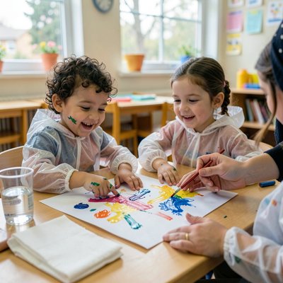 Dzieci malujące palcami