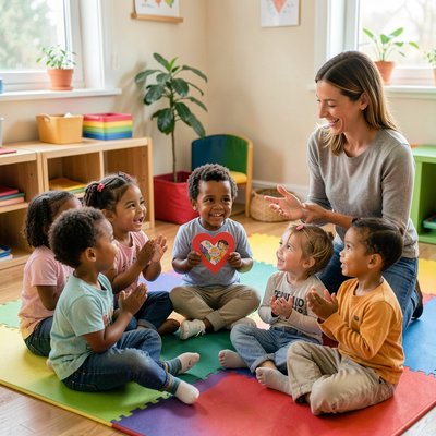 Mini-krąg — dzieci prezentują swoje serduszka