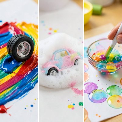 Zbliżenia technik — opony, gąbka, bańki