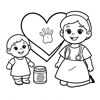 Kolorowanka — Położna i serduszko