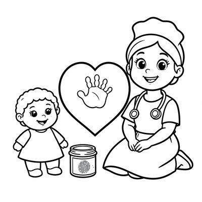 Kolorowanka — Położna i serduszko