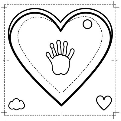 Szablon — Wycięte serduszko i mały odcisk dłoni