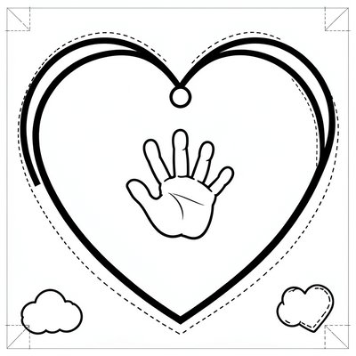 Szablon — Wycięte serduszko i mały odcisk dłoni