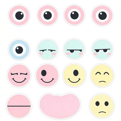 Arkusz wycinanek — oczy i usta