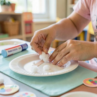 Zdjęcie krok po kroku: naklejanie waty