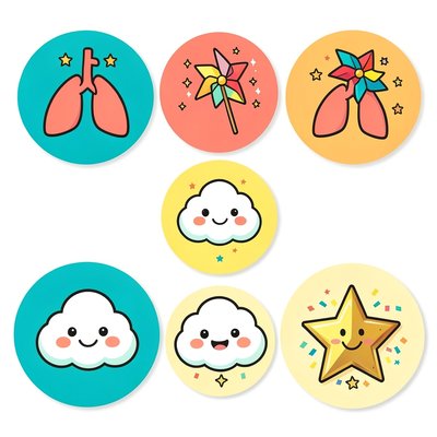 Naklejki/odznaki 'Mistrz Oddechu' — projekt