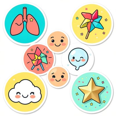 Naklejki/odznaki 'Mistrz Oddechu' — projekt