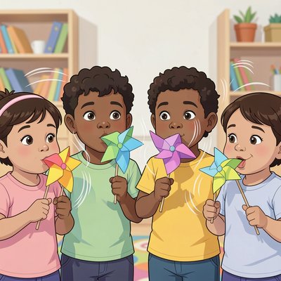 Pokaz wiatraczka — dmuchanie pinwheela