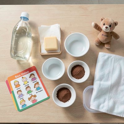 Flatlay: Materiały do zajęć