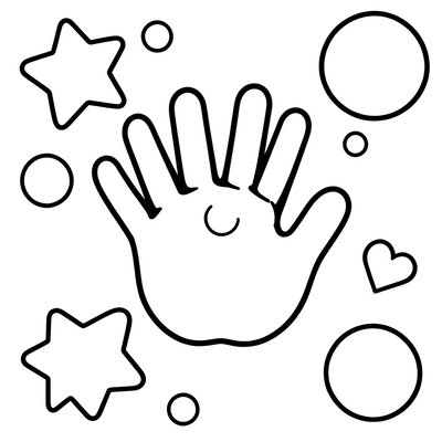 Kolorowanka: odbitka dłoni do wypełnienia