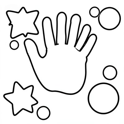 Kolorowanka: odbitka dłoni do wypełnienia