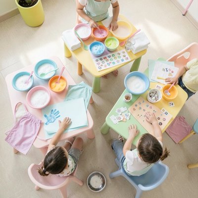 Stacje z pianką — aranżacja stołów