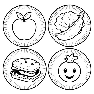 Karta kolorowania — proste talerzyki