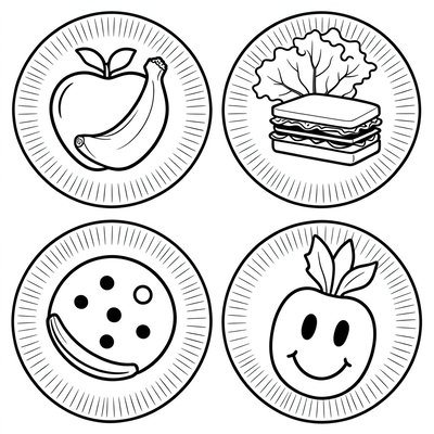 Karta kolorowania — proste talerzyki