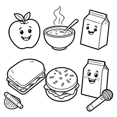 Kolorowanka — Postacie jedzeniowe