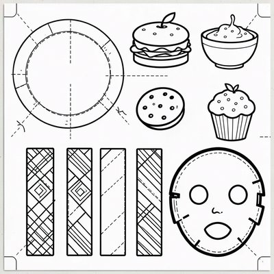 Szablony rekwizytów — talerze i kostiumy