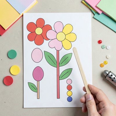 Szablon papierowego kwiata na patyku
