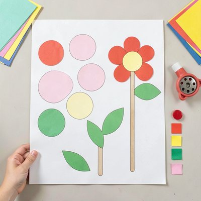 Szablon papierowego kwiata na patyku