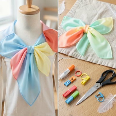 Rekwizyty — kolorowe chusteczki jako skrzydła