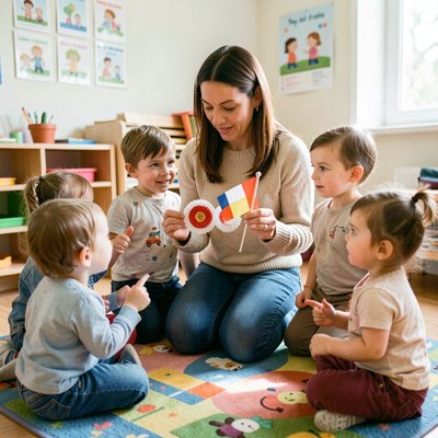 Nauczyciel pokazuje przykład w kole